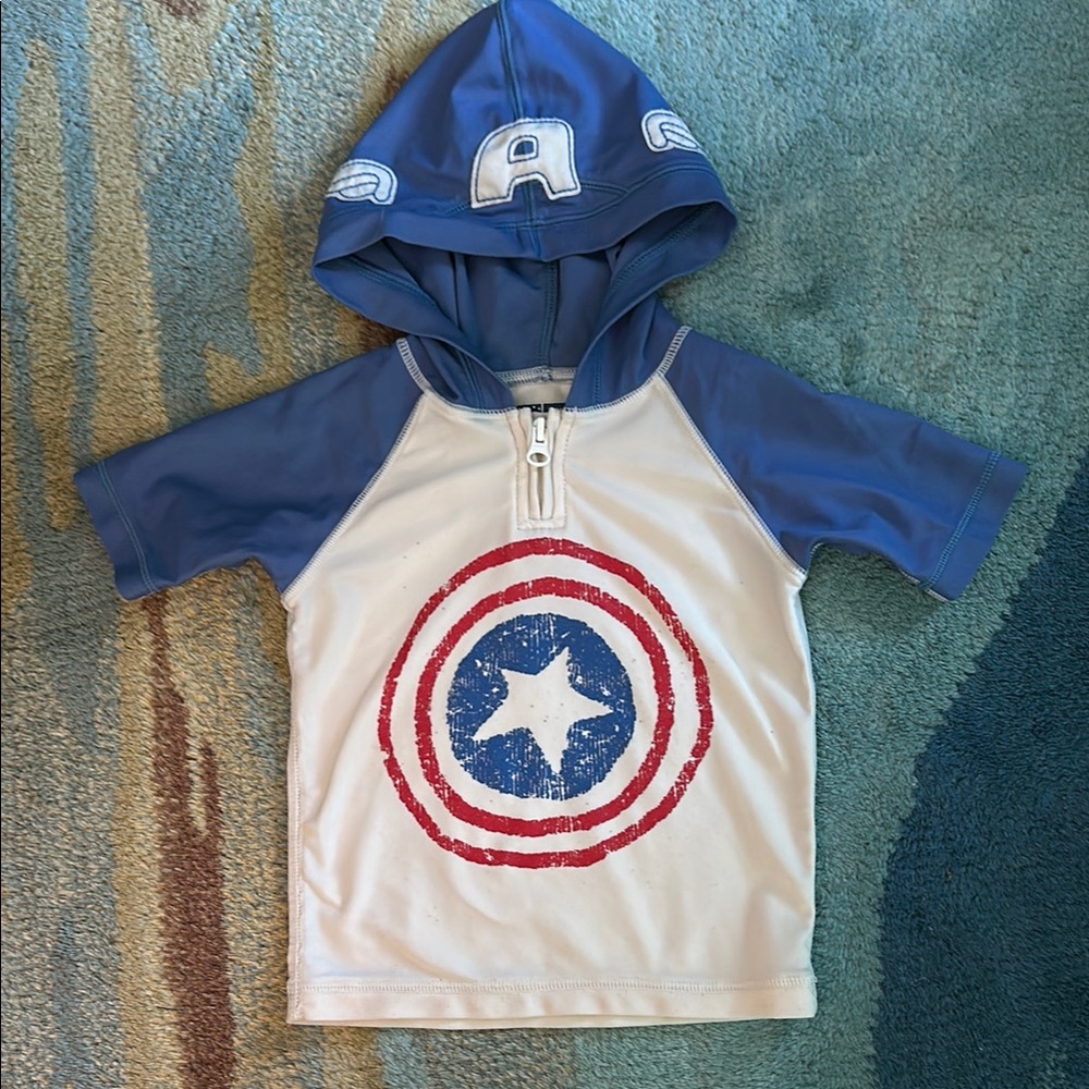 Junk Food Clothing Blue and White Kids Swim Rashguard